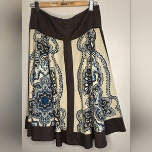 West Coast Swing Skirt. Brown/turquoise/cream.  Cotton,Medium
